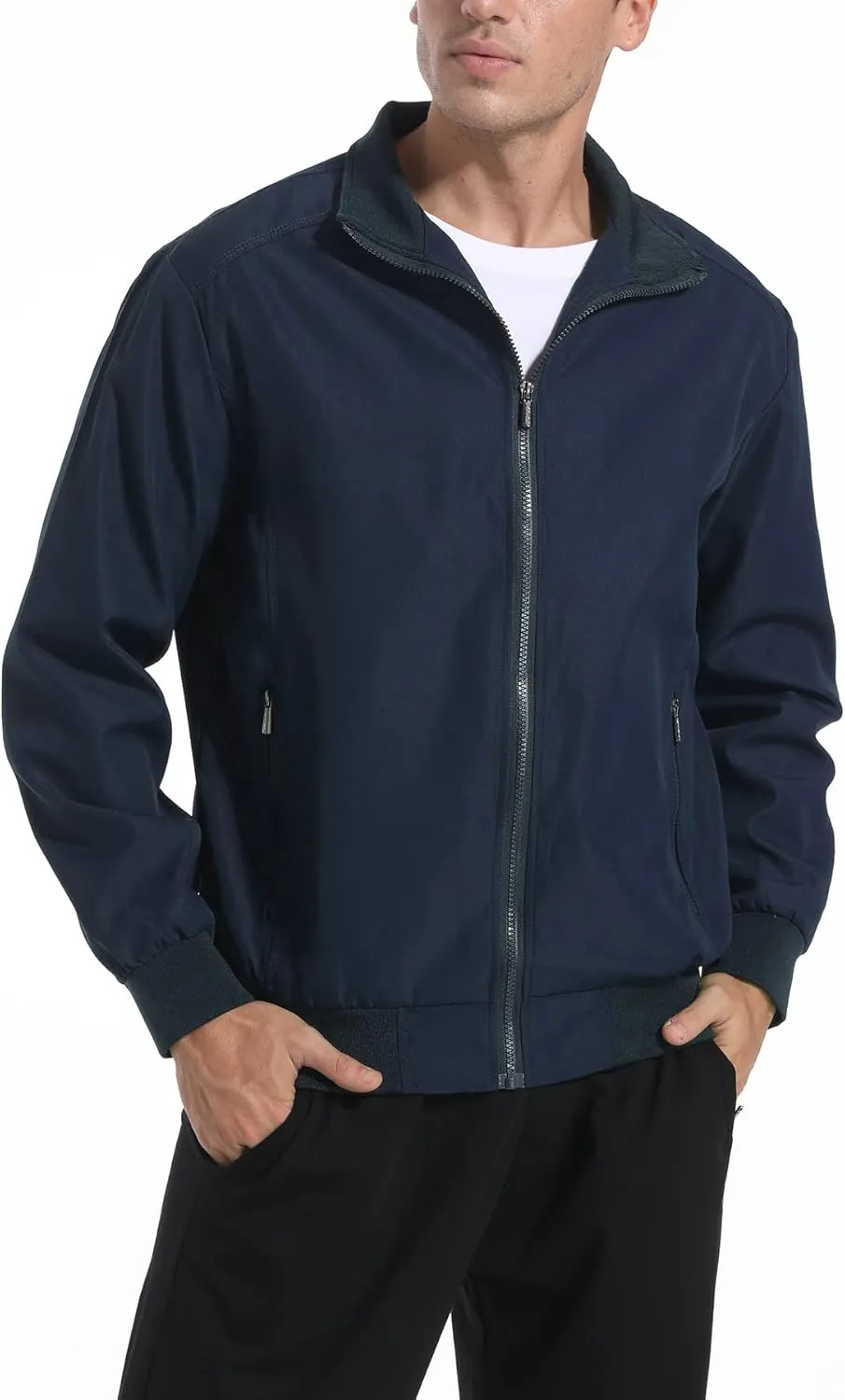 perdontoo Men's Casual Shell Jacket Zip Up Windbreaker Outdoor Recreation Coat