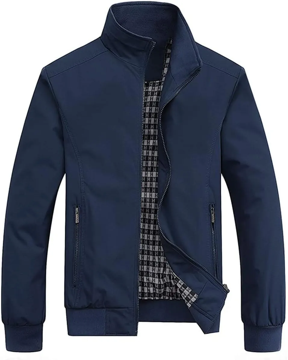 perdontoo Men's Casual Shell Jacket Zip Up Windbreaker Outdoor Recreation Coat