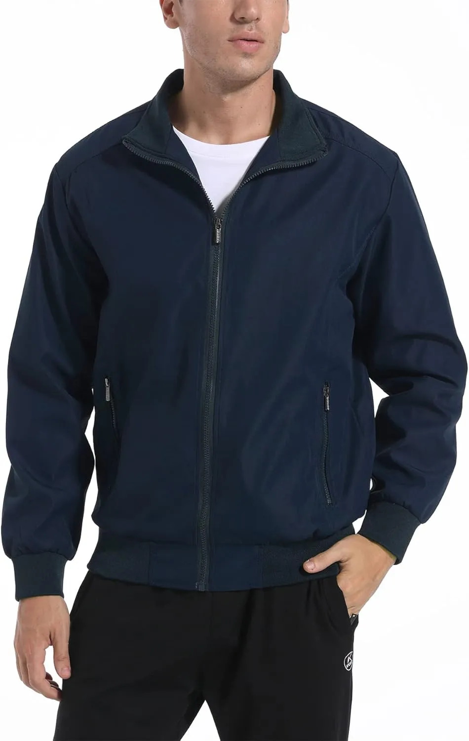 perdontoo Men's Casual Shell Jacket Zip Up Windbreaker Outdoor Recreation Coat