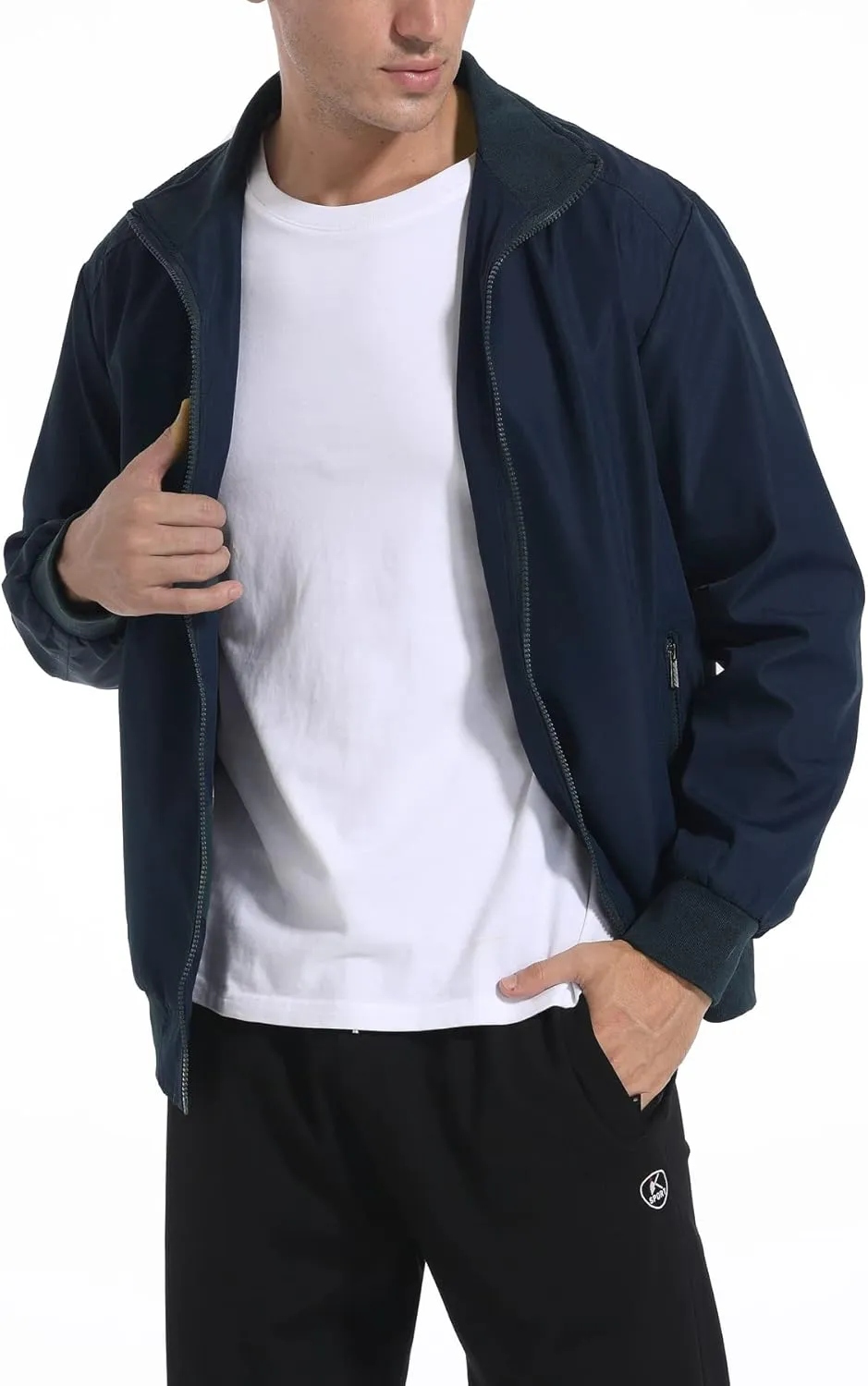 perdontoo Men's Casual Shell Jacket Zip Up Windbreaker Outdoor Recreation Coat