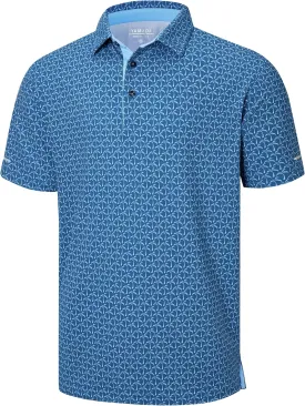 Polo Shirts for Men Short Sleeve Performance Moisture Wicking Casual Club Quick Dry Sports Funny Golf Shirts for Men Blue Palm M
