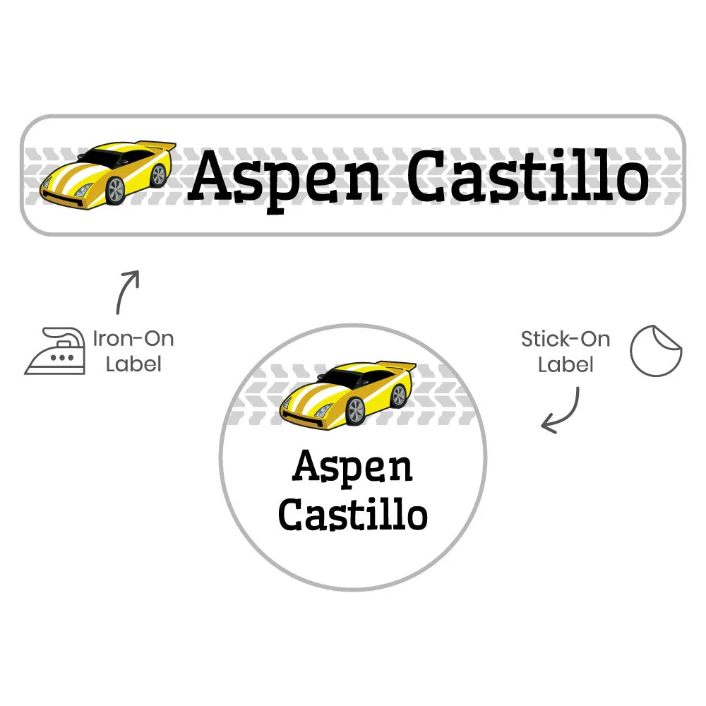 Race Car Camp Clothing Labels Pack