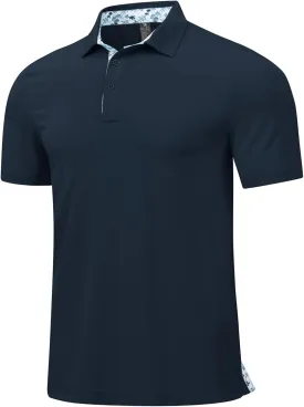 Rdruko Mens Polo Shirts Short Sleeve Dry Fit Moisture Wicking Sports Golf Tennis T-Shirt