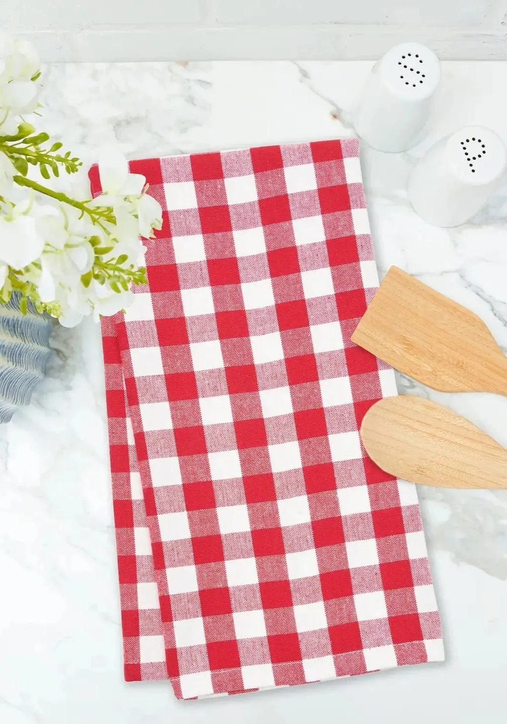Red and White Gingham Check Towel
