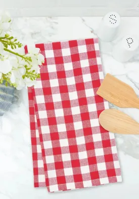 Red and White Gingham Check Towel