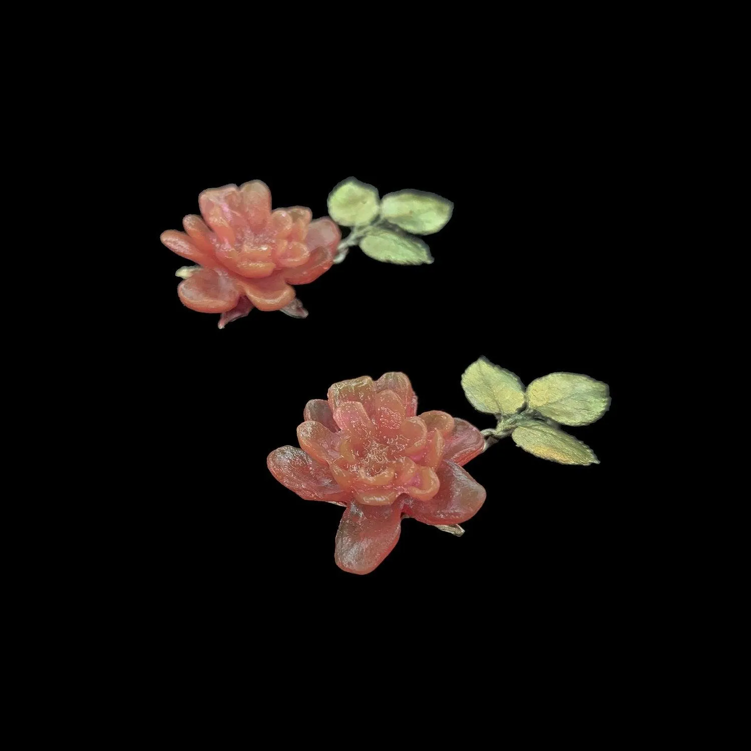 Red Rose Earrings - Post Drop