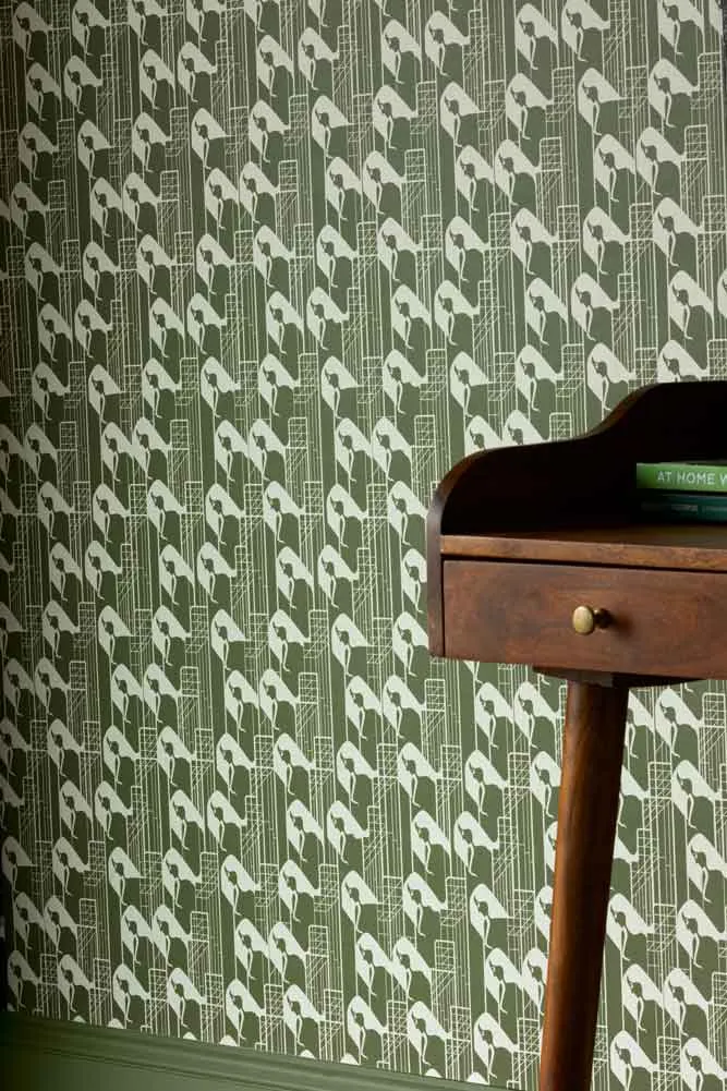 Rockett St George Margot In Manhattan Olive Green Wallpaper