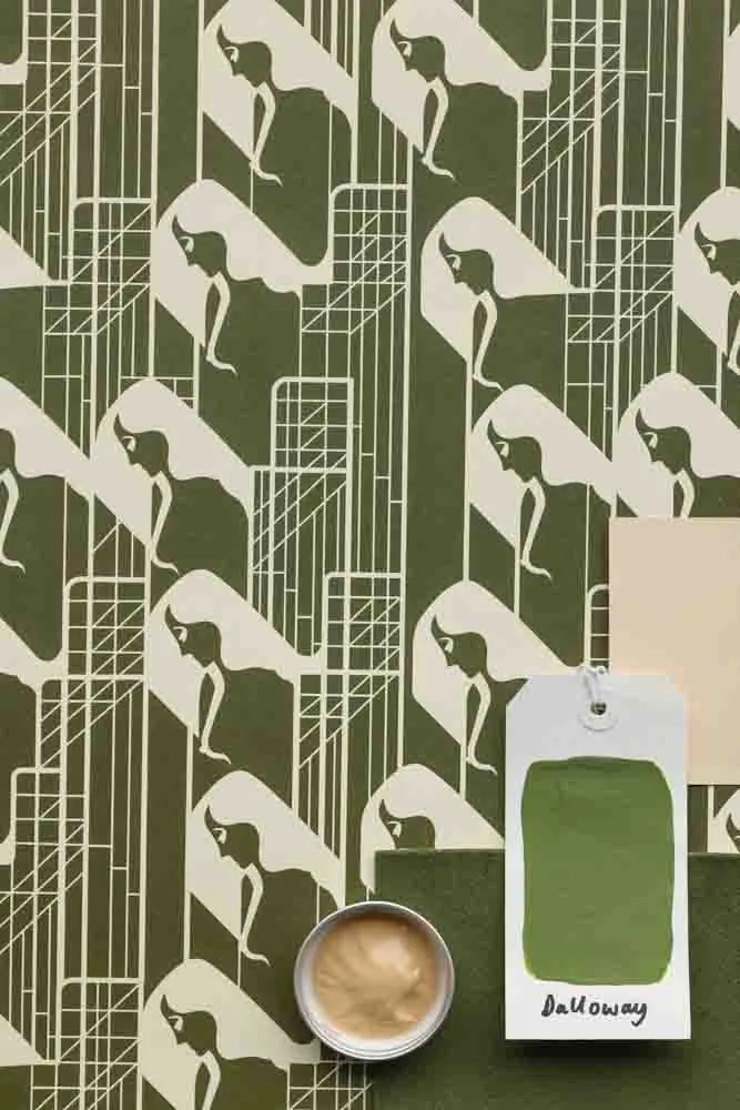 Rockett St George Margot In Manhattan Olive Green Wallpaper