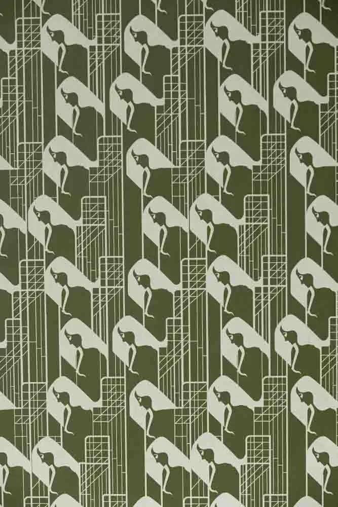 Rockett St George Margot In Manhattan Olive Green Wallpaper