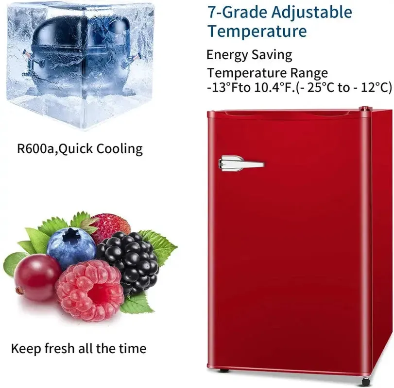 R.W.FLAME 2.3 Cubic Feet Portable Freestanding Mini Freezer