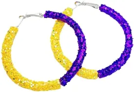 Shiny Football Baseball Hoop Earrings for Women Colorful Football Rubby Circle Earrings Red Orange Black Sports Fans Gifts Touch Down Jewelry