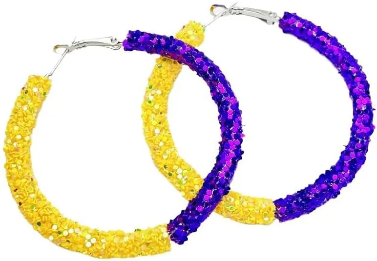 Shiny Football Baseball Hoop Earrings for Women Colorful Football Rubby Circle Earrings Red Orange Black Sports Fans Gifts Touch Down Jewelry