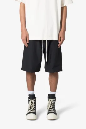 Side Snap Nylon Shorts - Black