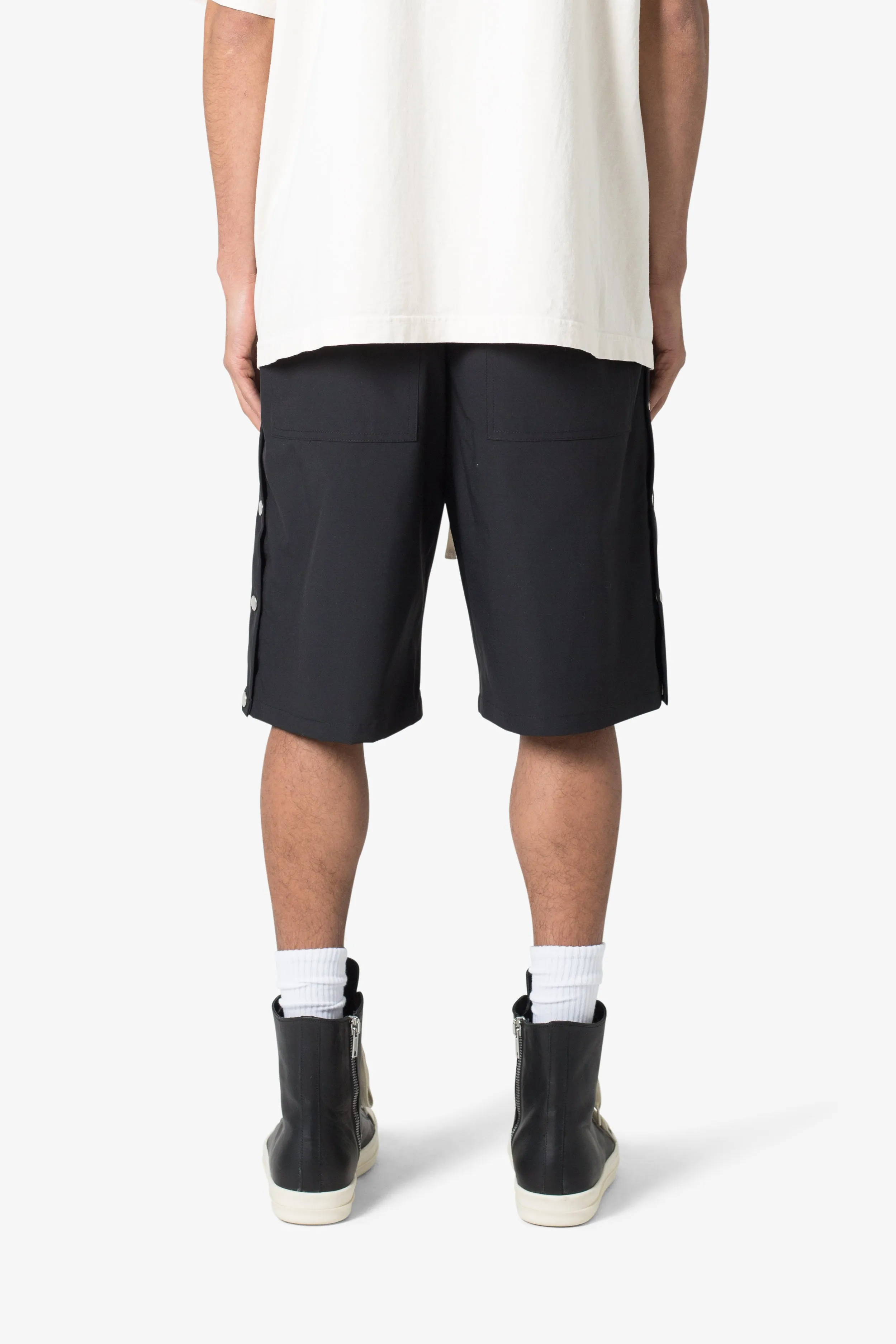 Side Snap Nylon Shorts - Black