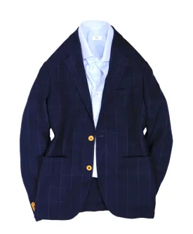 SIR - Navy Windowpane Virgin Wool Sports Jacket 48