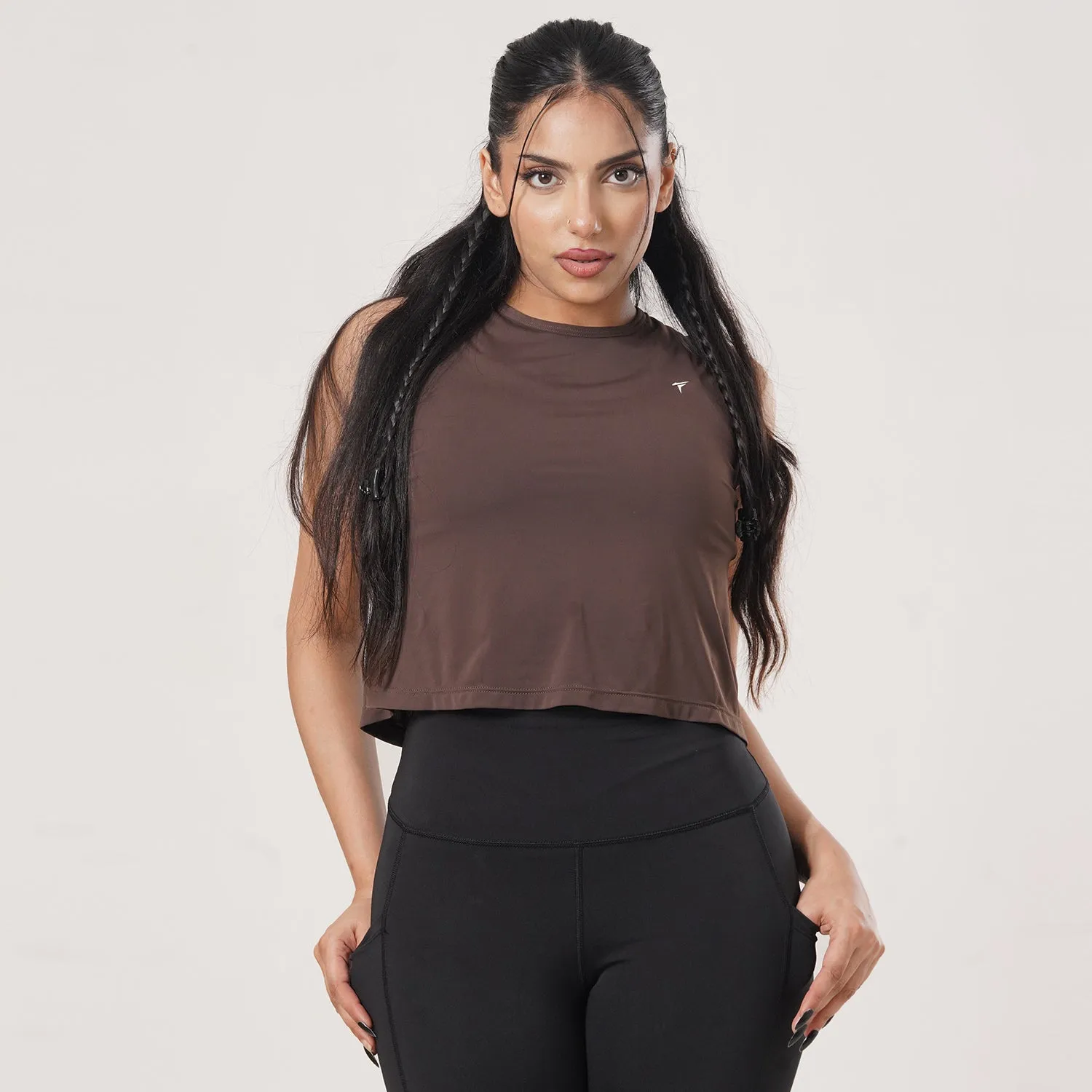 Tf-Ultra Premium Brown Women Sleeveless Top