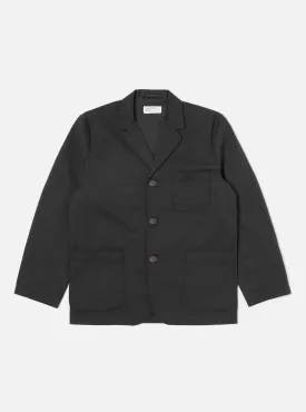 Universal Works Three Button Jacket in Black Twill