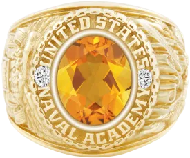 USNA Class Ring Mod™ with Citrine Centerpiece and Diamond Dividers