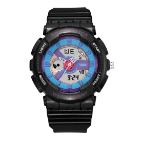 V2A Analog Digital 5ATM Waterproof Fashion Black Blue Sports Watch for Women and Girls