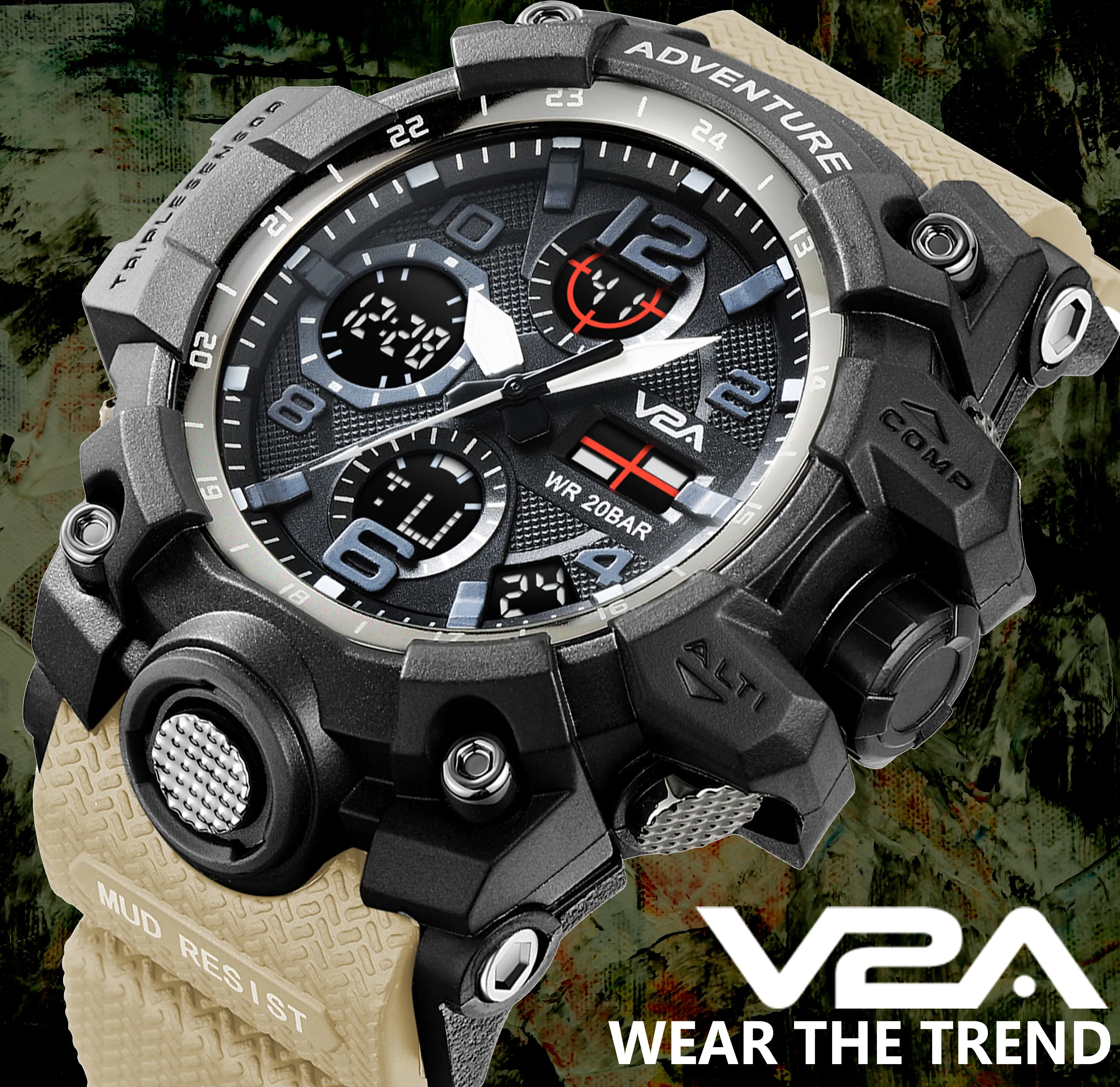 V2A Military Chronograph Analogue And Digital Sports Watch For Men and Boys