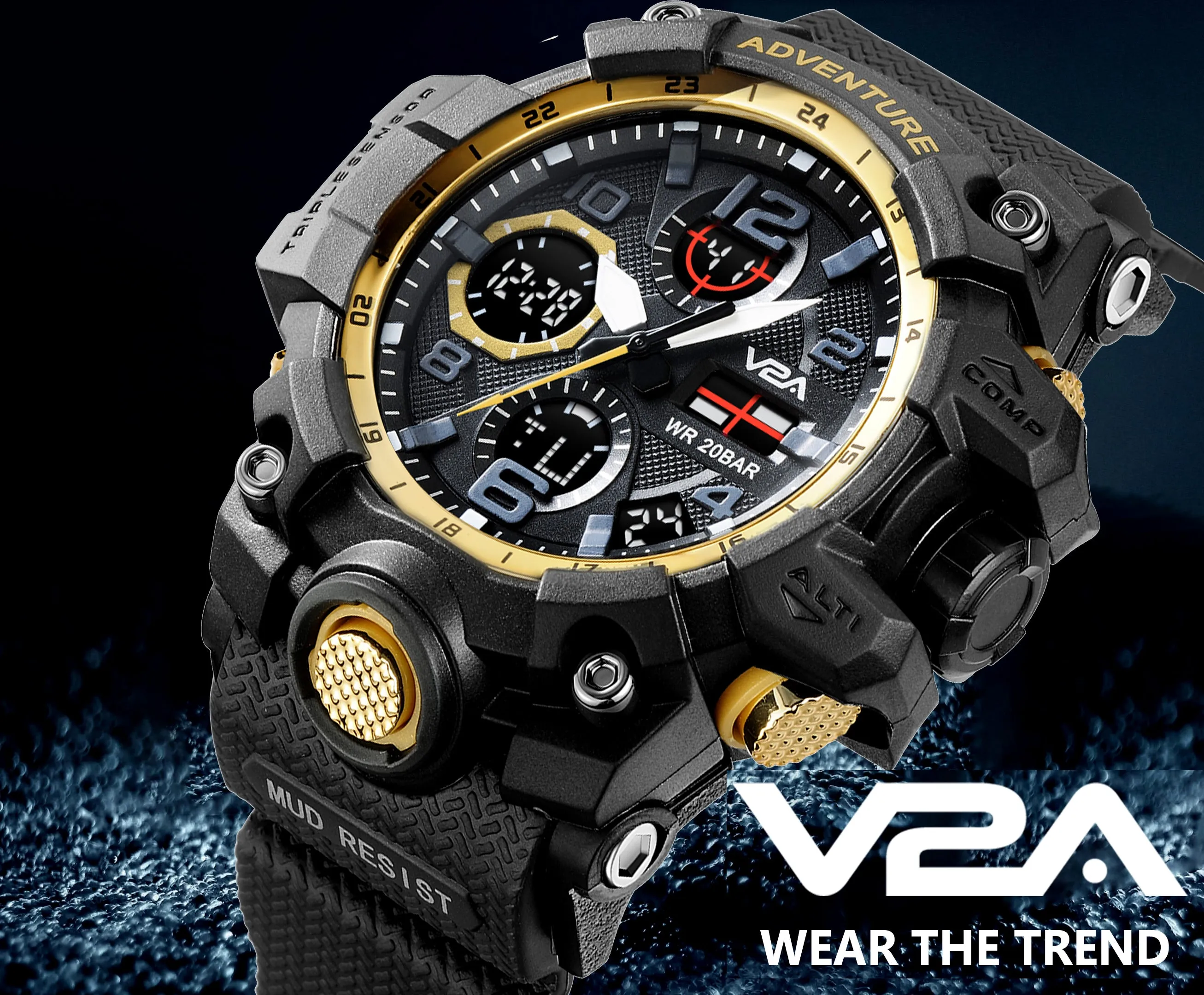 V2A Military Chronograph Analogue And Digital Sports Watch For Men and Boys