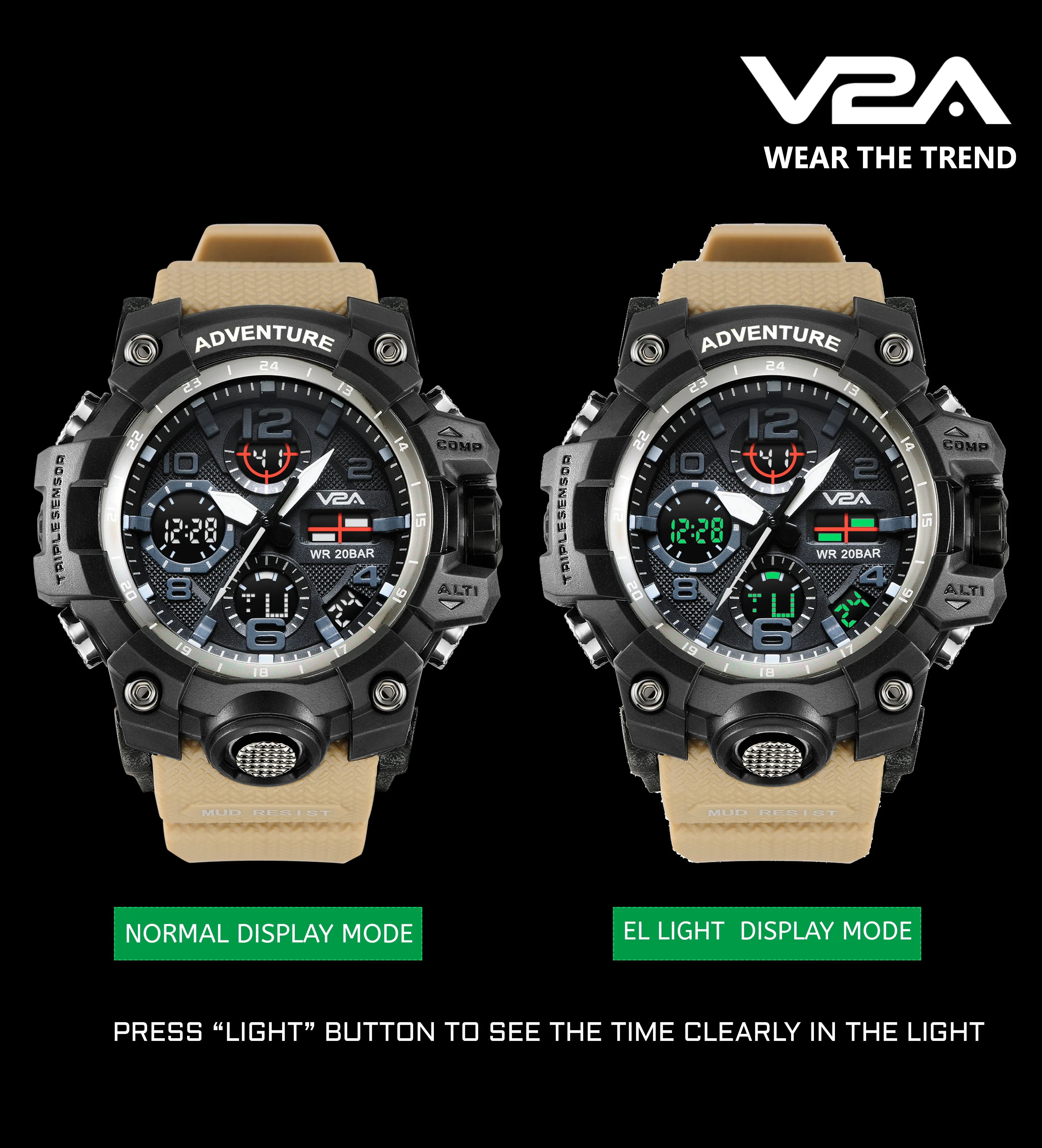 V2A Military Chronograph Analogue And Digital Sports Watch For Men and Boys