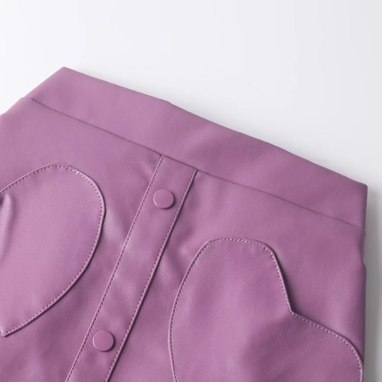 WELAKEN Faux Leather Skirt for Girls Toddler & Kids II Girl's A Line Skirt with Two Front Pockets