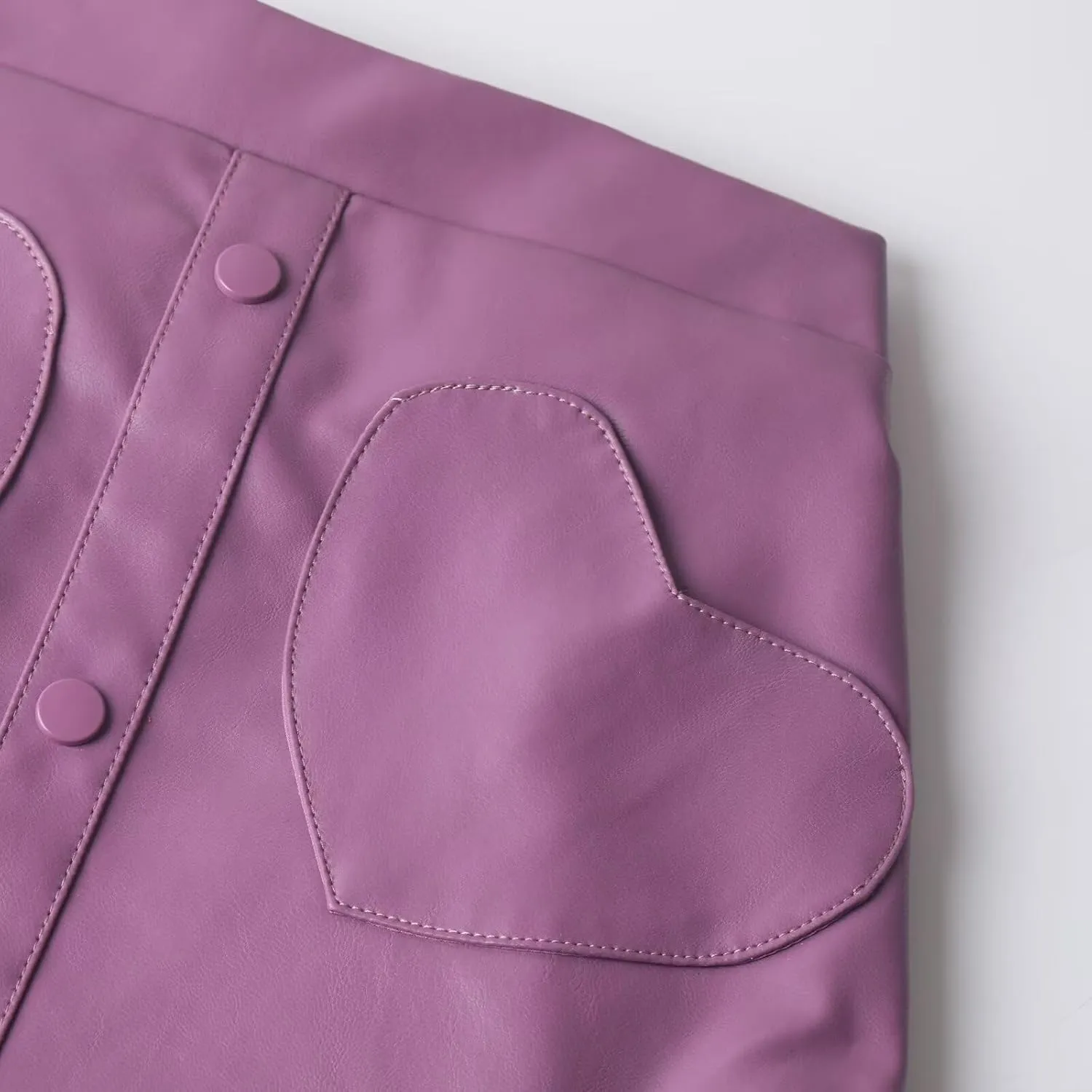 WELAKEN Faux Leather Skirt for Girls Toddler & Kids II Girl's A Line Skirt with Two Front Pockets