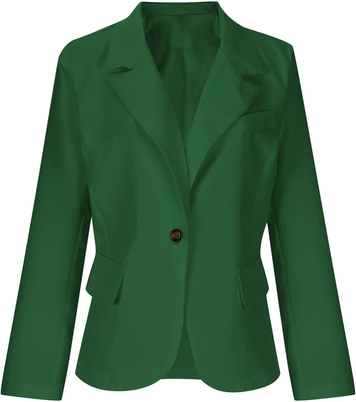 Women's Business Blazer Casual Trendy Lapel Slim Open Front Outerwear Fake Pocket Button Down Lightweight Jacket 2024