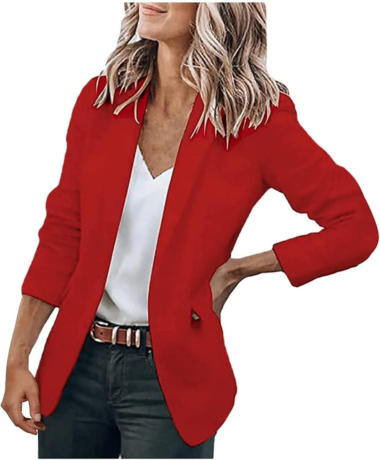 Women's Casual Blazer Casual Lapel Open Front Long Sleeve Work Office Suit Jacket Coat Blazer Dress