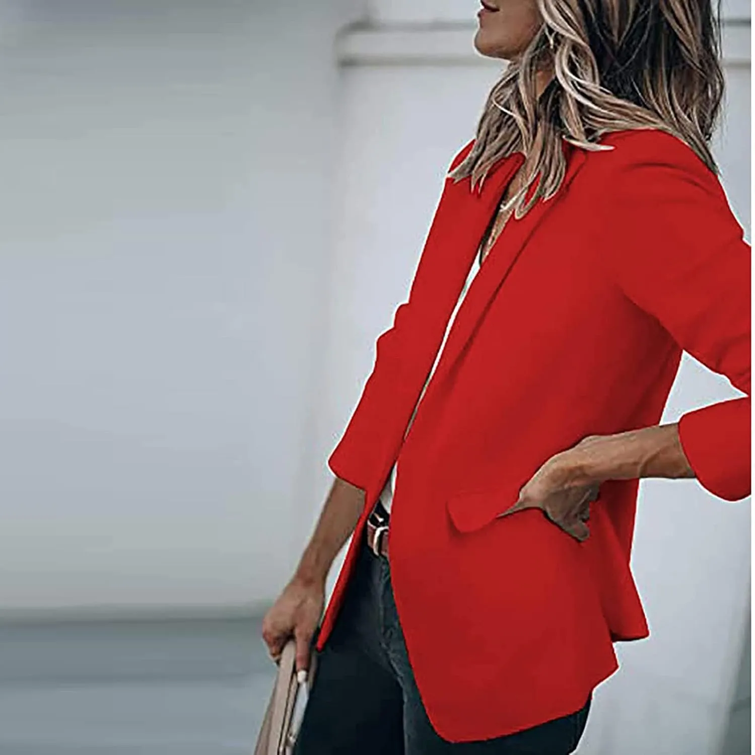 Women's Casual Blazer Casual Lapel Open Front Long Sleeve Work Office Suit Jacket Coat Blazer Dress