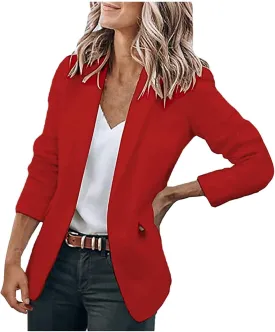 Women's Casual Blazer Casual Lapel Open Front Long Sleeve Work Office Suit Jacket Coat Blazer Dress