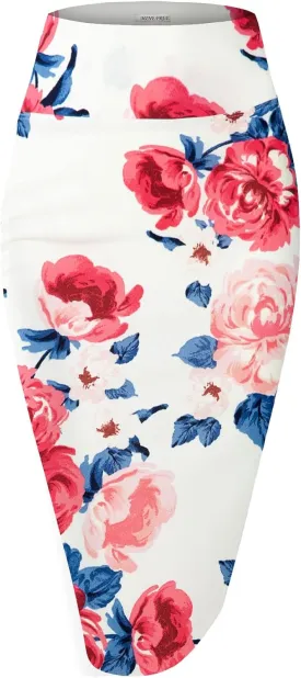 Women's Premium High Waist Nylon Ponte Stretch Office Pencil Skirt